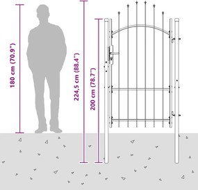 vidaXL Πύλη Κήπου WOERDEN 1,7 m Κλειδώσιμο Ατσάλι Γκρι