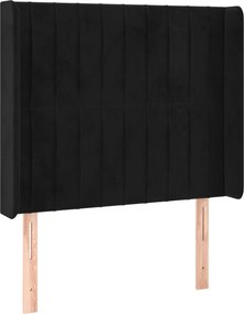 vidaXL Κρεβάτι Boxspring με Στρώμα &amp; LED Μαύρο 100x200 εκ. Βελούδινο