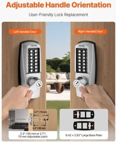 VEVOR Mechanical Keyless Entry Door Lock 14 Key Mechanical Door Lock with Key