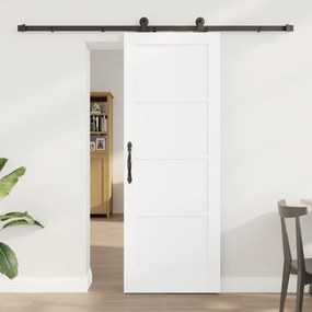 vidaXL Συρόμενη Πόρτα με Σετ Εξαρτημάτων 'ORKDAL' Λευκή Μασίφ Ξύλινη Πεύκου