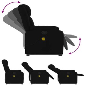 Πολυθρόνα Μασάζ Ανακλινόμενη με Ανύψωση Μαύρη Υφασμάτινη - Μαύρο