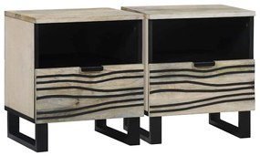 vidaXL Κομοδίνο με συρτάρι 2 pcs Λευκό και μαύρο 40 x 33 x 46 εκ.