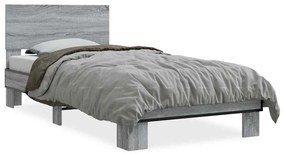 vidaXL Πλαίσιο Κρεβατιού Γκρι Sonoma 100x200 εκ. Επεξ. Ξύλο &amp; Μέταλλο
