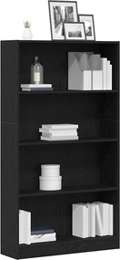vidaXL Βιβλιοθήκη 4 Επιπέδων Μαύρη Δρυς 80x24x143 εκ. από Τεχνητό Ξύλο