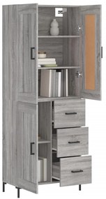 vidaXL Ντουλάπι Γκρι Sonoma 69,5 x 34 x 180 εκ. Επεξεργασμένο Ξύλο