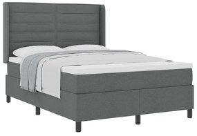 vidaXL Κρεβάτι Box Spring με Στρώμα Σκούρο Γκρι 140x190 cm Ύφασμα