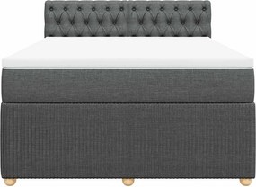 vidaXL Κρεβάτι Boxspring με Στρώμα Σκούρο Γκρι 140x200 εκ Υφασμάτινο