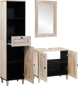 vidaXL Σετ Επίπλων Μπάνιου με συρτάρι 3 pcs Λευκό Επεξεργασμένο ξύλο