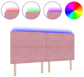 vidaXL Κεφαλάρι LED Ροζ 100 εκ. Βελούδο