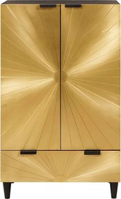 vidaXL Βοηθητικό ντουλάπι Μαύρο και Χρυσό 60 x 33,5 x 100 εκ.