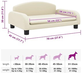 vidaXL Κρεβάτι Σκύλου Κρεμ 70 x 45 x 30 εκ. από Συνθετικό Δέρμα