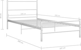 vidaXL Πλαίσιο Κρεβατιού Λευκό 100 x 200 εκ. Μεταλλικό