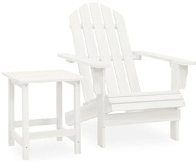 Καρέκλα Κήπου Adirondack Λευκή από Μασίφ Ξύλο Ελάτης με Τραπέζι