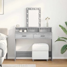 vidaXL Μακιγιαζιέρα με LED Φώτα Γκρι Σοναμά 100x41x140 εκ