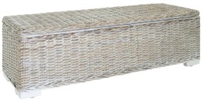 Κουτί Αποθήκευσης Λευκό 110 εκ Φυσικό Ρατάν Kubu & Μασίφ Μαόνι