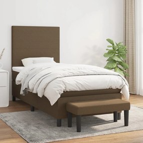 vidaXL Κρεβάτι Boxspring με Στρώμα Σκούρο Καφέ 100x200 εκ. Υφασμάτινο