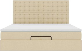 vidaXL Οθωμανικό κρεβάτι με στρώματα &amp; LEDs Κρέμα 200x200cm ύφασμα