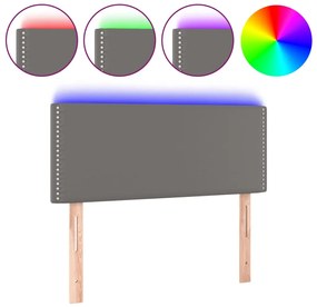 vidaXL Κεφαλάρι Κρεβατιού LED Γκρι 80x5x78/88 εκ. από Συνθετικό Δέρμα