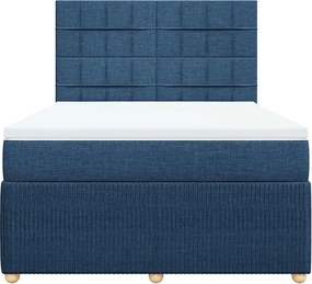 vidaXL Κρεβάτι Boxspring με Στρώμα Μπλε 140x190 εκ. Υφασμάτινο