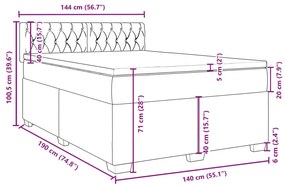 Κρεβάτι Boxspring με Στρώμα Ροζ 140x190 εκ. Βελούδινο - Ροζ