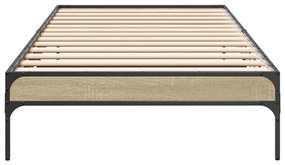 vidaXL Πλαίσιο Κρεβατιού Sonoma Δρυς 100x200 εκ. Επεξ. Ξύλο &amp; Μέταλλο