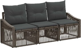 vidaXL Σετ Καναπέ Κήπου 3 pcs Γκρι συνθετικό ρατάν