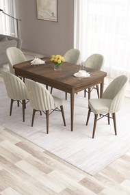 Extendable Dining Table &amp; Chairs Set (7 Pieces) Roz - Baroque, Cream Baroque
Cream