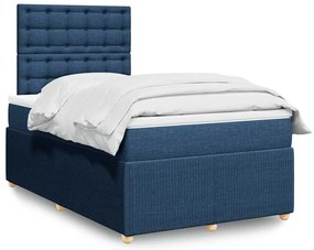 vidaXL Κρεβάτι Boxspring με Στρώμα Μπλε 120x190 εκ. Υφασμάτινο