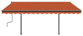 Τέντα Συρόμενη Χειροκίνητη με Στύλους Πορτοκαλί / Καφέ 4x3 μ. - Πολύχρωμο
