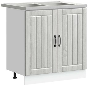 vidaXL Ντουλάπα Κουζίνας με πόρτα 2 pcs Ανοιχτό γκρι 80 x 46 x 81.5 εκ