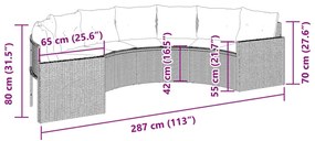 vidaXL Καναπές Κήπου Ημικυκλικός Μπεζ Συνθετικό Ρατάν με Μαξιλάρια