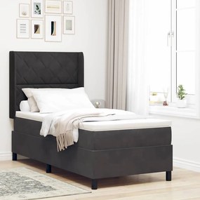 vidaXL Κρεβάτι Box Spring LED με Στρώμα Μαύρο 100 x 200 cm Βελούδο