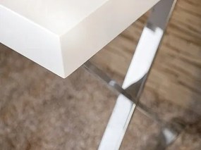 Τραπέζι γραφείου Houston 440, Με συρτάρια, Αριθμός συρταριών: 1, 76x120x55cm, 30 kg, Ασημί, Γυαλιστερό λευκό | Epipla1.gr