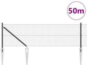 vidaXL Συγκολλητός Φράχτης  με 13 Άγκυρες Γκρι 0.5x50 μ. Χάλυβα