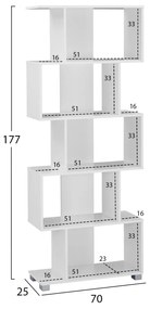 ΒΙΒΛΙΟΘΗΚΗ ΜΕΛΑΜΙΝΗΣ HM2385.04 ΛΕΥΚΗ 70x25x177 εκ. - 0520998