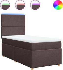 vidaXL Κρεβάτι Boxspring με Στρώμα Σκούρο Καφέ 90x200 εκ. Υφασμάτινο