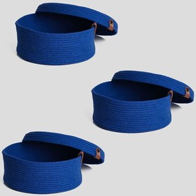 Καλάθια Αποθήκευσης (Σετ 3Τμχ) 171JTR1144 25x25x11cm Blue Aberto Design Cotton