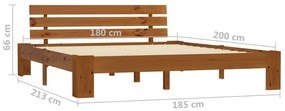 vidaXL Πλαίσιο Κρεβατιού Καφέ Μελί 180 x 200 εκ. από Μασίφ Ξύλο Πεύκου