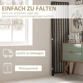 HOMCOM Διαχωριστικό Δωματίου, πτυσσόμενο, Ξύλο πεύκου/Μπαμπού, 180 x 180 cm, Καφέ/Μαύρο