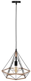 CEILING PENDANT LAMP  BLACK METAL-ROPE 33x37x128Hcm. 37x37x128 εκ.