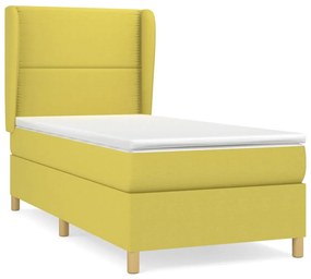 Κρεβάτι Boxspring με Στρώμα Πράσινο 100 x 200 εκ. Υφασμάτινο - Πράσινο