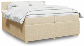 vidaXL Κρεβάτι Boxspring με Στρώμα Κρεμ 200x200 εκ. Υφασμάτινο
