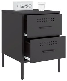 vidaXL Κομοδίνα 2 τεμ. Μαύρα 36x39x50,5 εκ. Χάλυβα