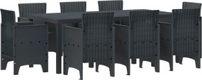 vidaXL Σέτ φαγητού για κήπο 9 pcs Ανθρακί Πολυπροπυλένιο