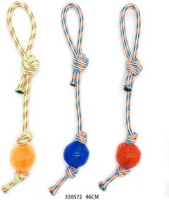 Παιχνίδι σκύλου σχοινί με μπάλα TPR - 46cm - 12pcs - 550572