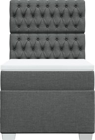 vidaXL Κρεβάτι Boxspring με Στρώμα Σκούρο Γκρι 90x190 εκ. Υφασμάτινο