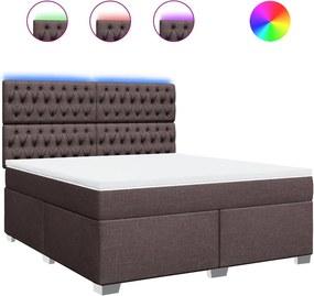 vidaXL Κρεβάτι Boxspring με Στρώμα Σκούρο Καφέ 180x200 εκ Υφασμάτινο