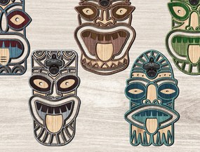 Σετ των 2 Intra απο ξύλο plywood 3mm-4mm πάχος Ανοιχτήρι μπύρας με μάσκα Αβορίγινων Δίασταση 15x15 cm INTRAFABR-26062677