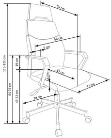 Καρέκλα γραφείου Houston 479, Μαύρο, Γκρι, 113x58x59cm, 14 kg, Με μπράτσα, Με ρόδες, Μηχανισμός καρέκλας: Κλίση | Epipla1.gr