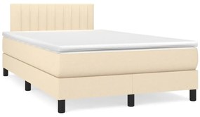 Κρεβάτι Boxspring με Στρώμα &amp; LED Κρεμ 120x190 εκ. Υφασμάτινο - Κρεμ